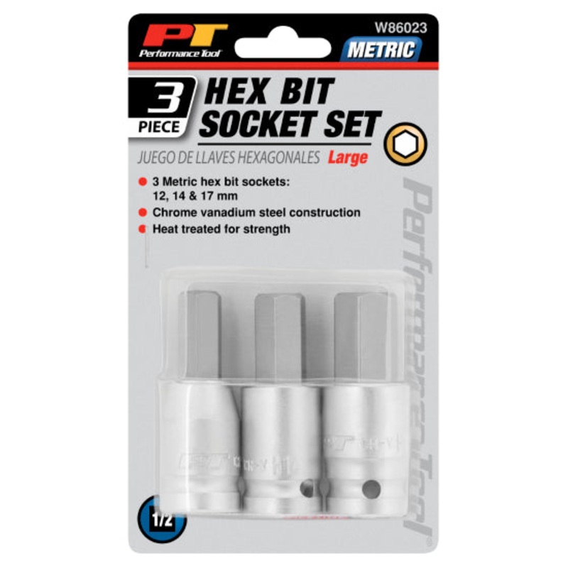 3 pc. Large Hex Bit Socket Set