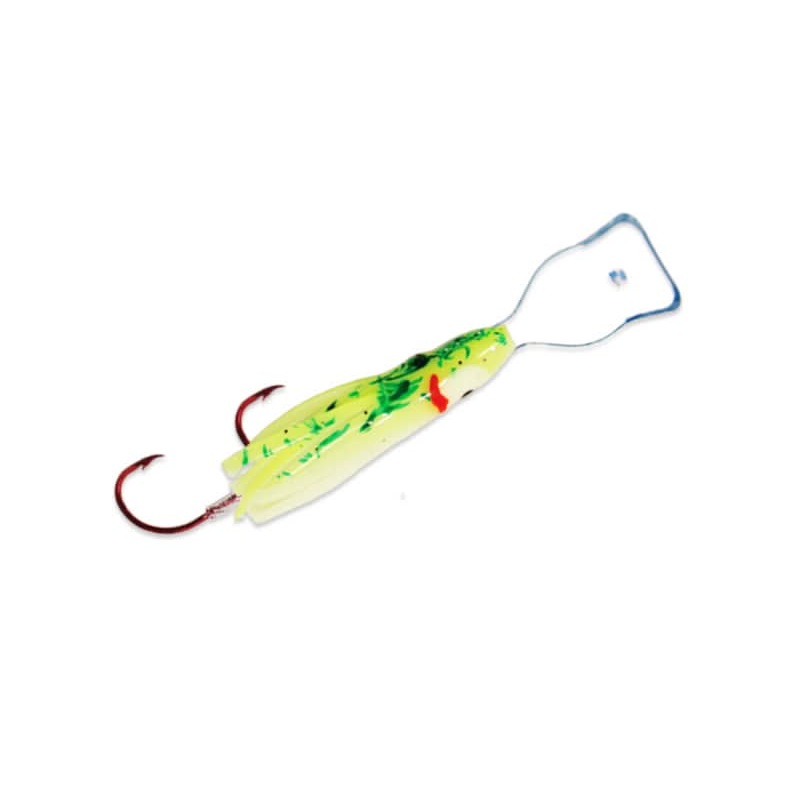 Pee Wee Wiggle Hoochie Size 2 Chartreuse/Green Splatter Glow/Clear