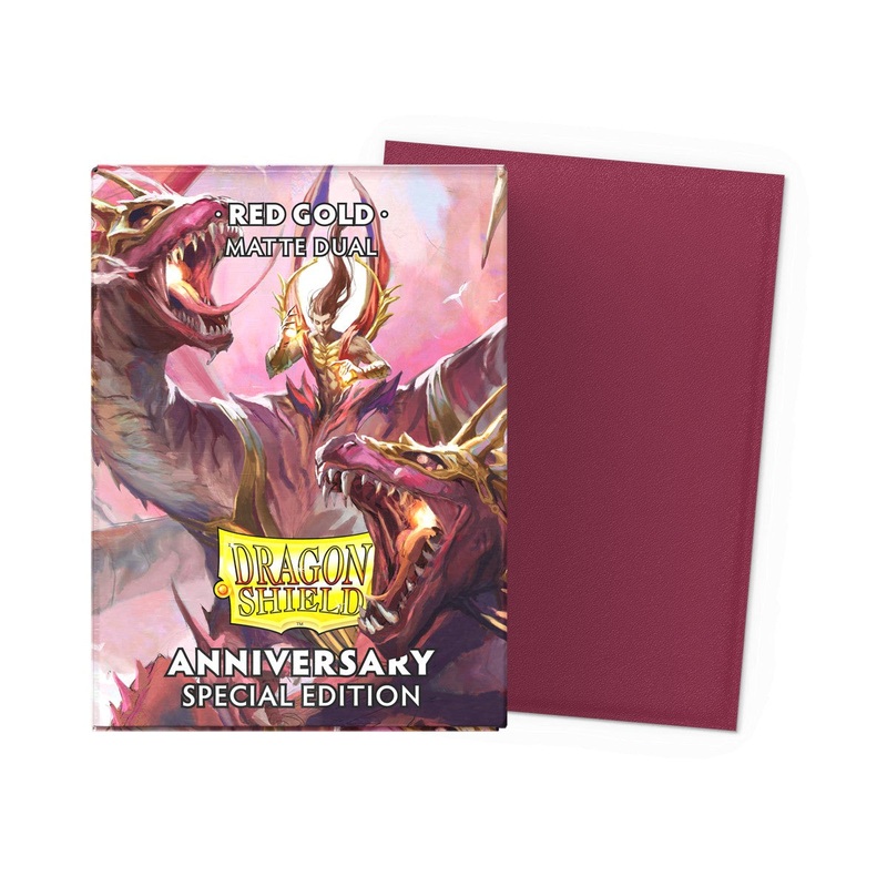 Dragon Shield Sleeves: Standard Matte Dual Art 25th Anniversary Special Edition – Red & Gold 100CT