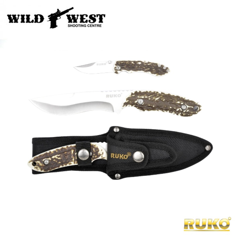 Ruko Fixed Blade Hunting Knife & Folder Set