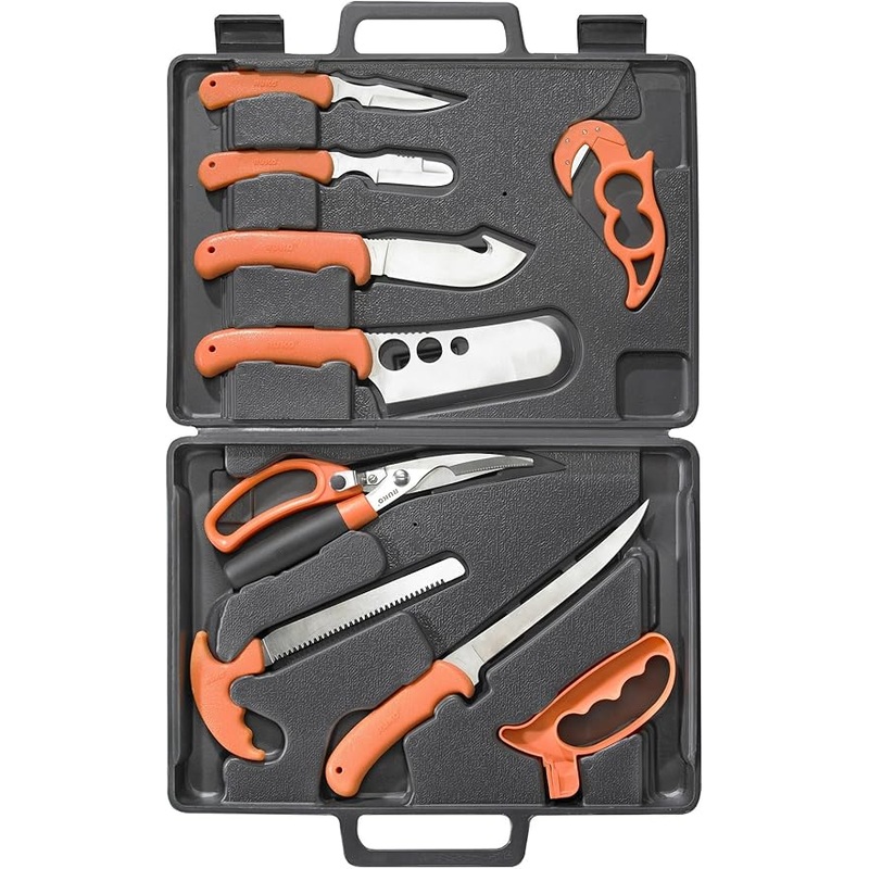 Ruko Wild for Game Processing Set with Orange Handles/Hard Nylon Case & Cutting Board