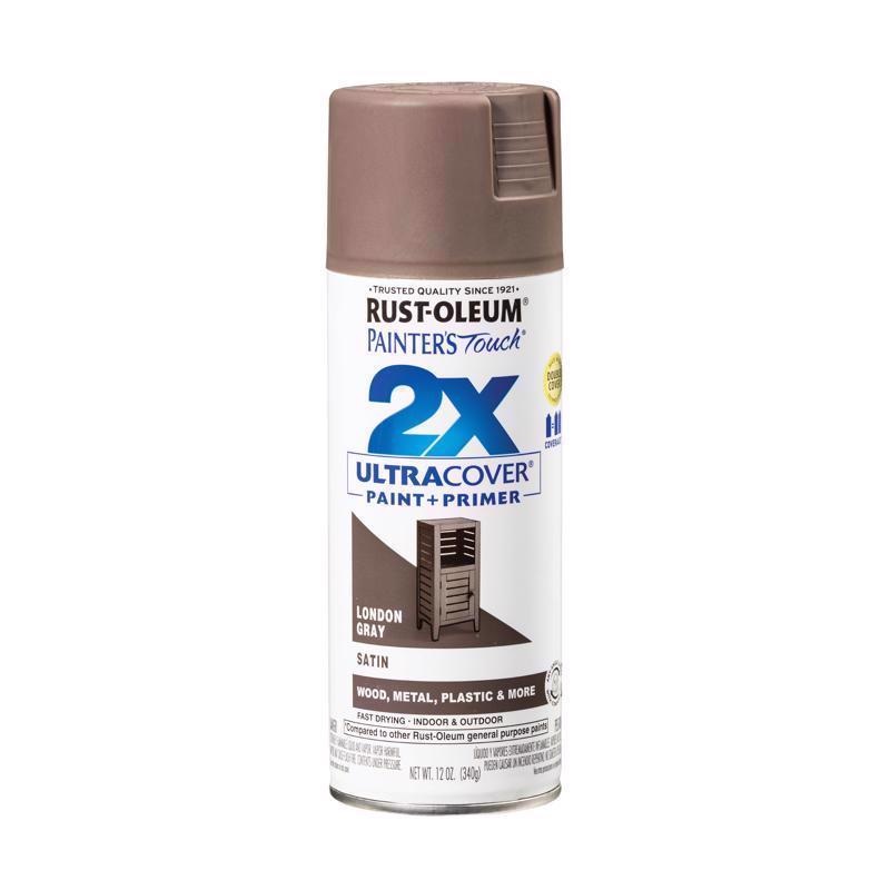Rust-Oleum Painter’s Touch 2X Ultra Cover Satin London Gray Paint+Primer Spray Paint 12 oz