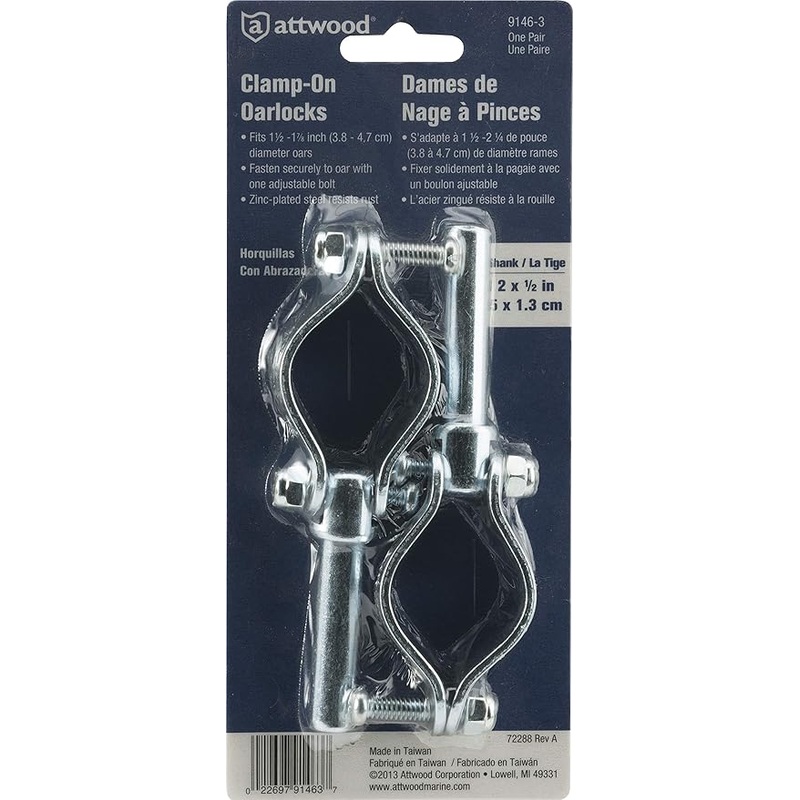 Attwood 9146-6 Zinc-Plated Steel Row Boat Deck Oar Lock