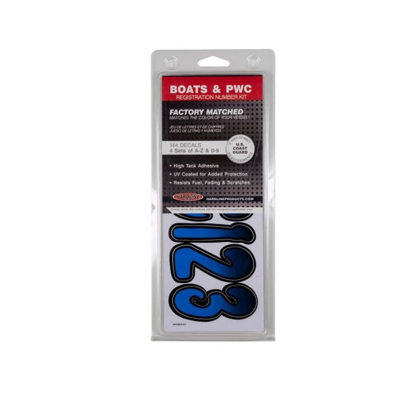 Boat Lettering 3 Registration Kit (Blue/Black)