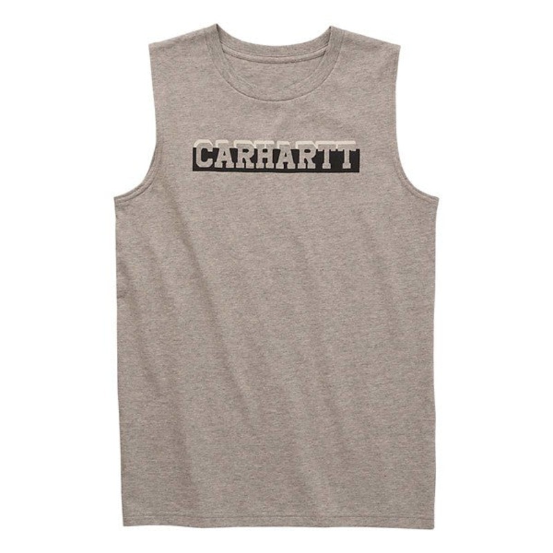 Boys’ Carhartt Logo Crew Neck Tank Top Large Grey Heather S-XL
