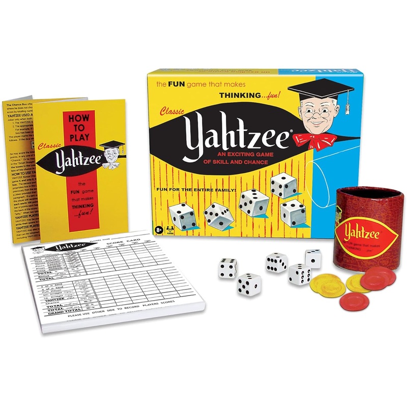 Classic Yahtzee with Retro Artwork, An Exciting Game Of Skill And Chance with Original Components, by Winning Moves Games USA, for Ages 8 and Up, 2 or More Players