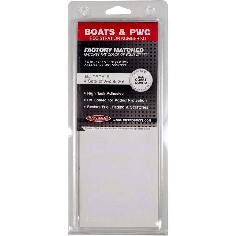 Hardline 200 Series 3-Inch Boat & PWC Registration Number Kit (White)