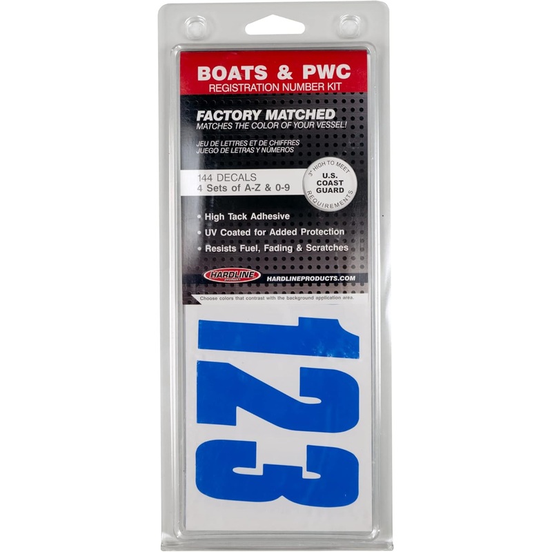 Hardline 350 Series 3-Inch Boat & PWC Registration Number Kit (Blue)