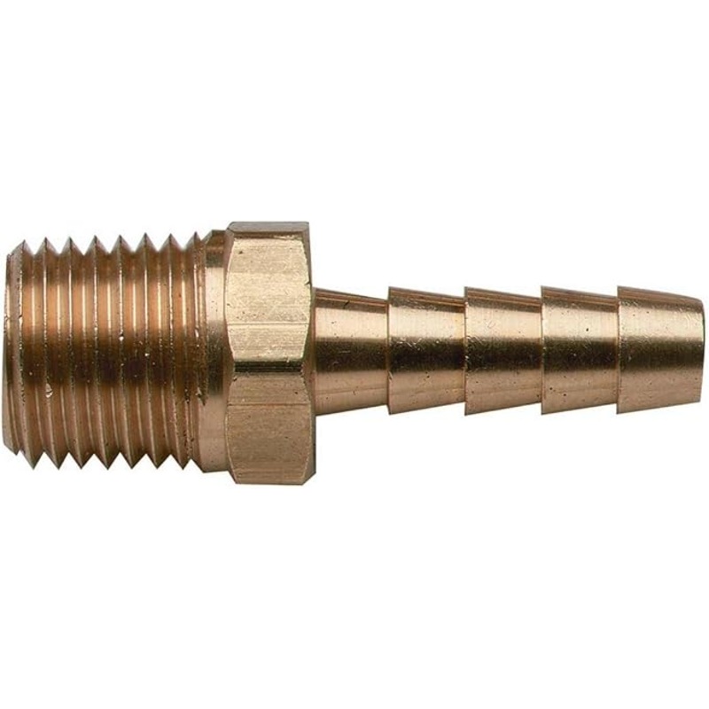 Moeller Brass Fuel Line Hose Barb (1/4 NPT x 3/8) with Male Threads