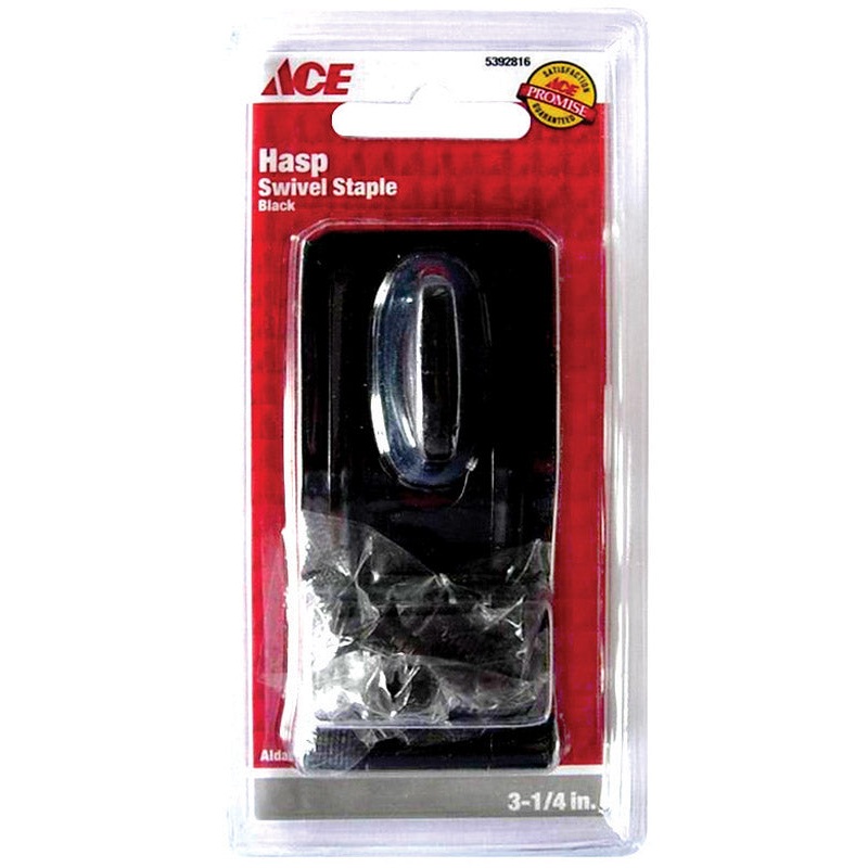 Ace Black Steel 3-1/4 in. L Swivel Staple Safety Hasp