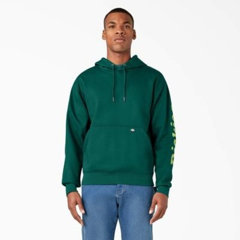 Dickies Men’s Water Repellent Sleeve Logo Hoodie (Aventurine) Size M