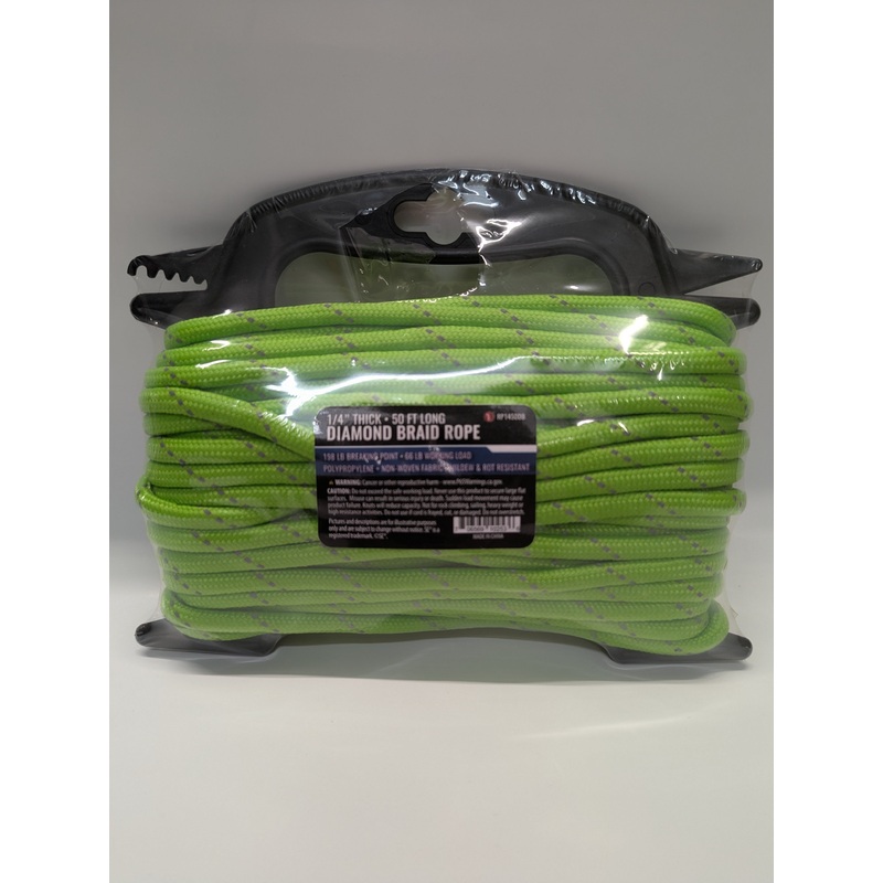 1/4 Thick, 50′ Diamond Braided Rope