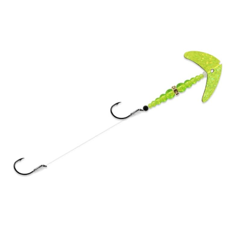 Double Whammy Walleye Size 4 Chartreuse Sparkle/Chartreuse