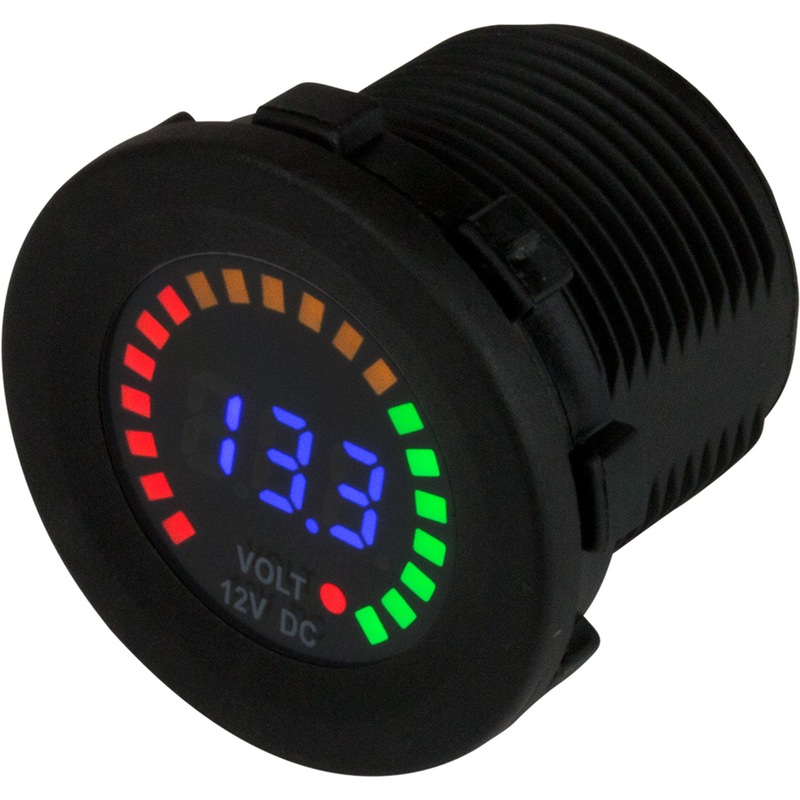 Sea-Dog Round Voltage Meter DC – 5V-15V w/Rainbow Dial