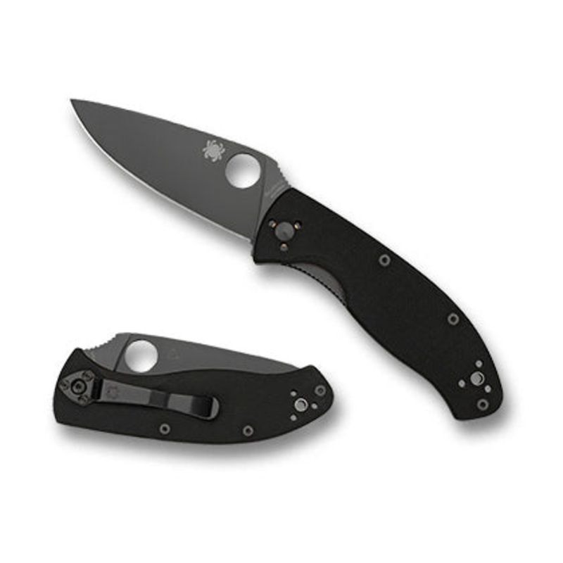 Spyderco Tenacious Folding Knife 3.38 Black Plain Blade