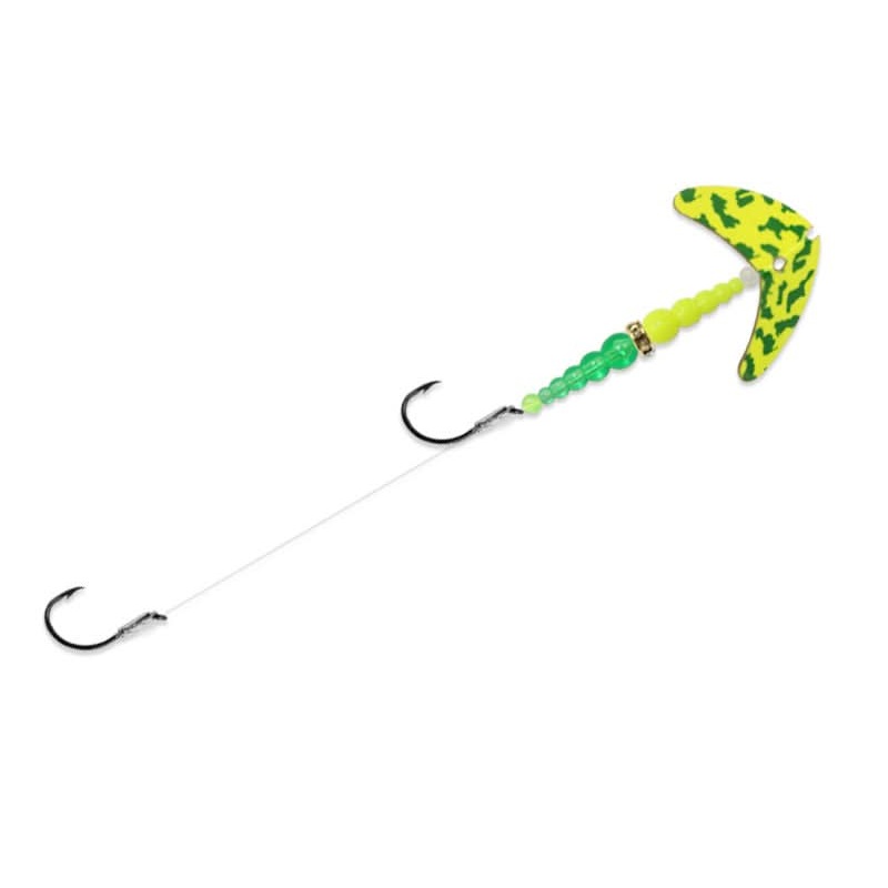 Double Whammy Walleye Size 4 Chartreuse Green Tiger/Yellow Chartreuse/Green