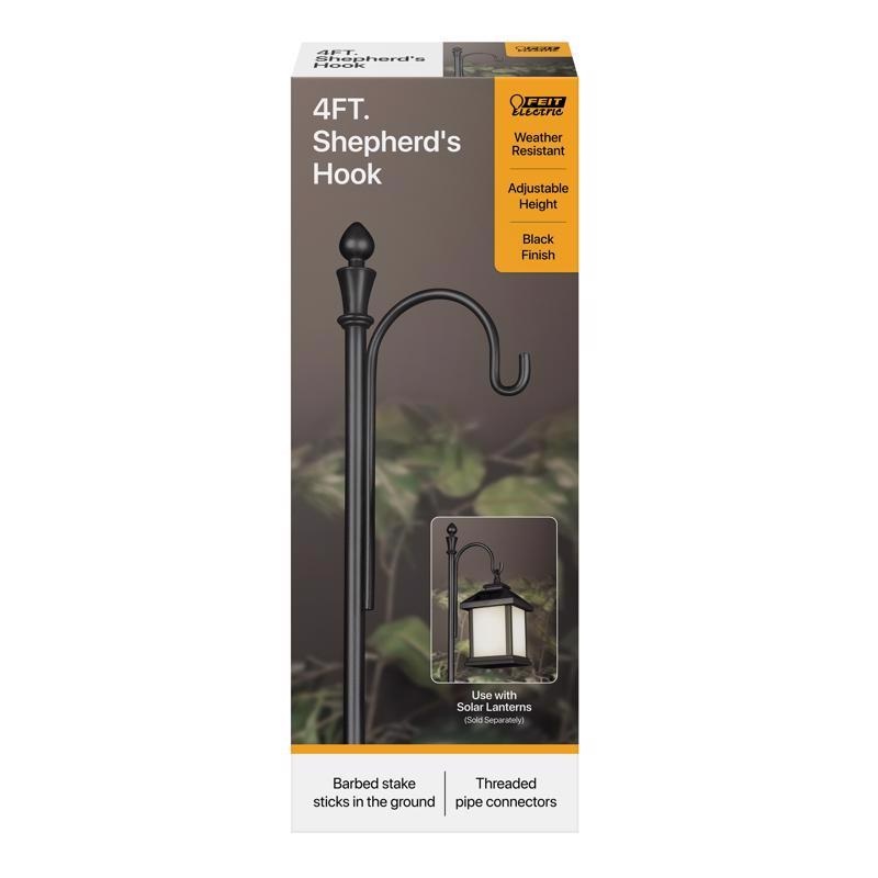 Feit Black Metal 48 in. H Solar Fixtures Shepherd’s Hook 1 pk