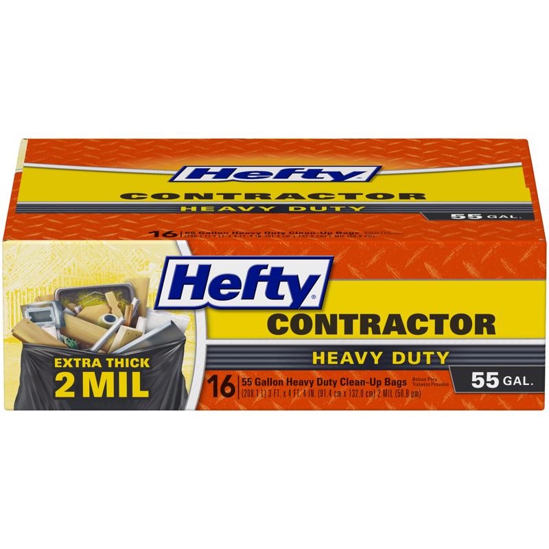 Hefty 55 gal No Scent Contractor Bags Twist Tie 16 pk