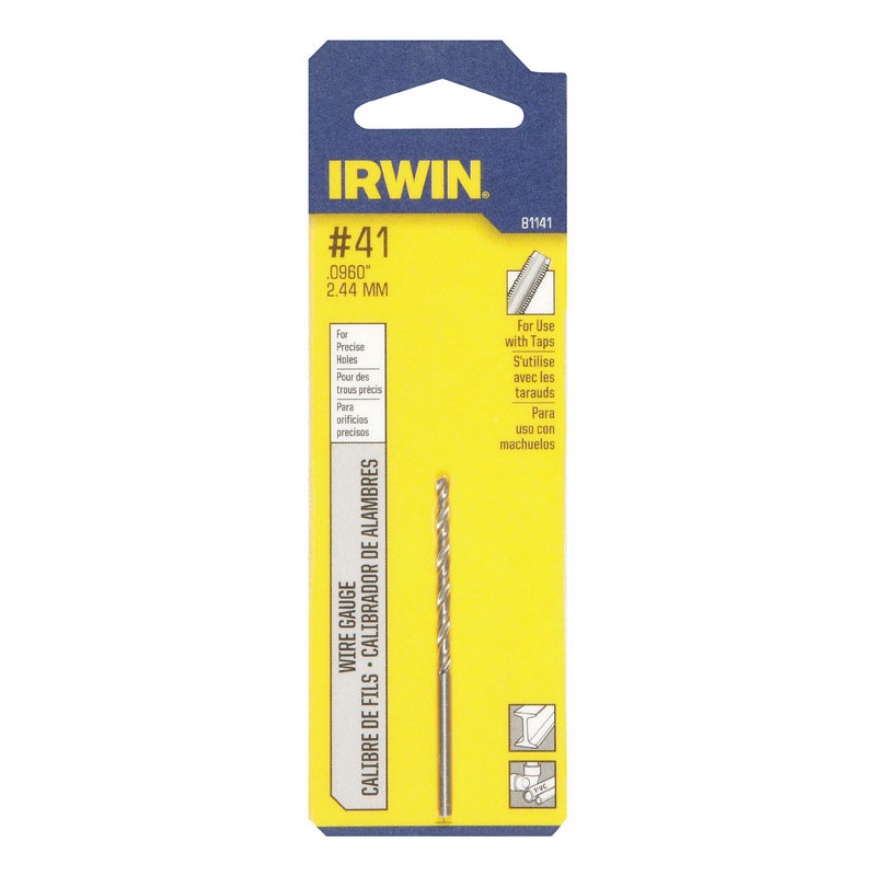 Irwin #41 X 2-3/8 in. L High Speed Steel Jobber Length Wire Gauge Bit Straight Shank 1 pk