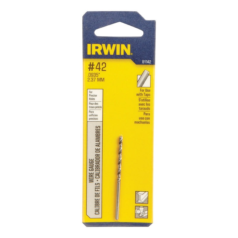Irwin #42 X 2-1/4 in. L High Speed Steel Wire Gauge Bit Straight Shank 1 pc