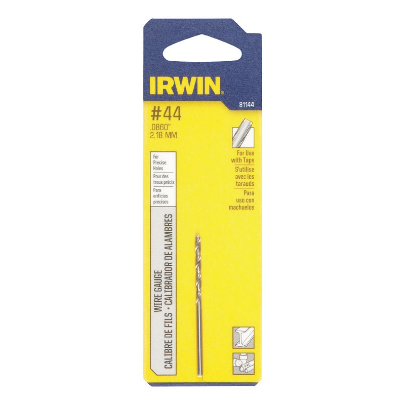 Irwin #44 X 2-1/8 in. L High Speed Steel Jobber Length Wire Gauge Bit Straight Shank 1 pk