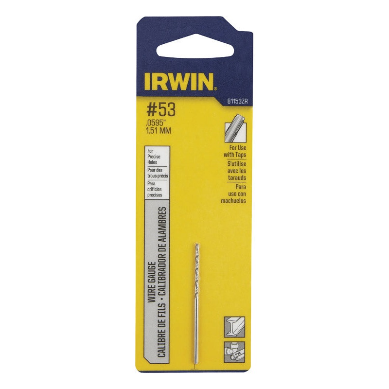 Irwin #53 X 1-7/8 in. L High Speed Steel Jobber Length Wire Gauge Bit Straight Shank 1 pk