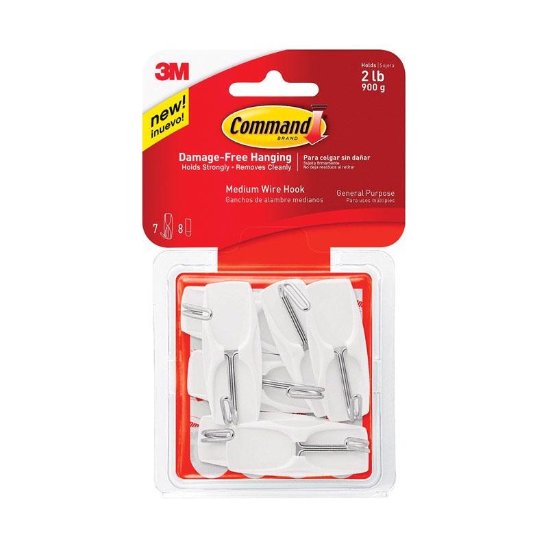 3M Command Medium Plastic Wire Hooks 2-1/6 in. L 7 pk