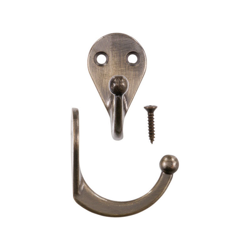 Ace 1-3/4 in. L Antique Brass Gold Brass Small Single Garment Hook 2 pk
