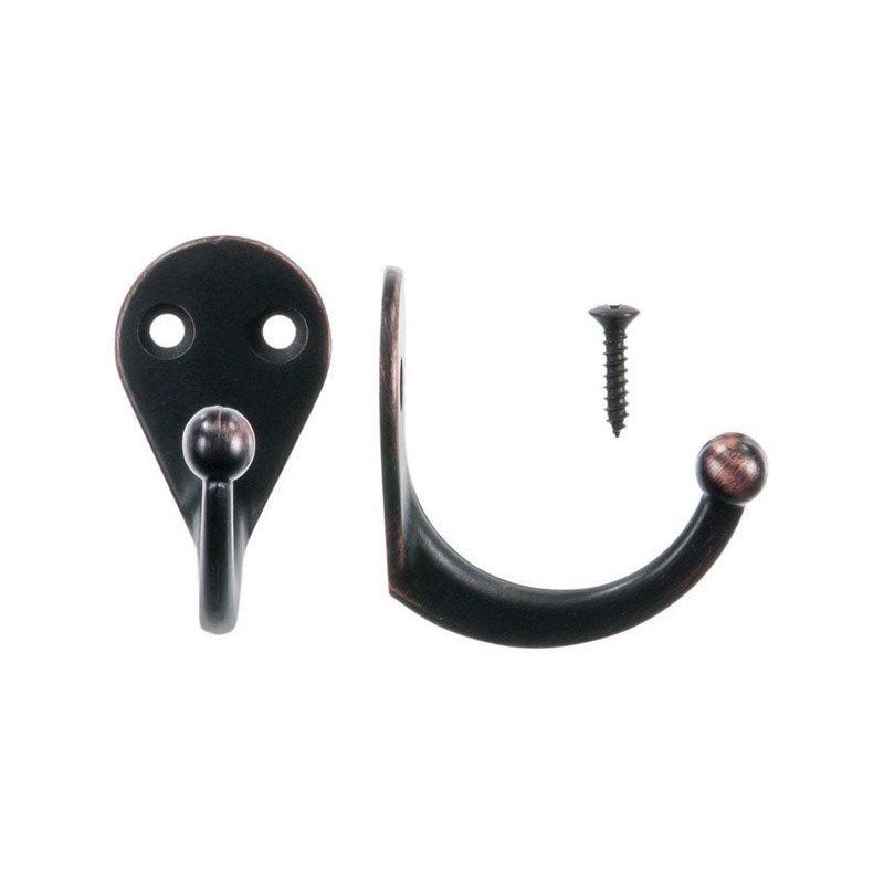 Ace 1-9/16 in. L Oil Rubbed Bronze Brown Metal Small Garment Hook 2 pk