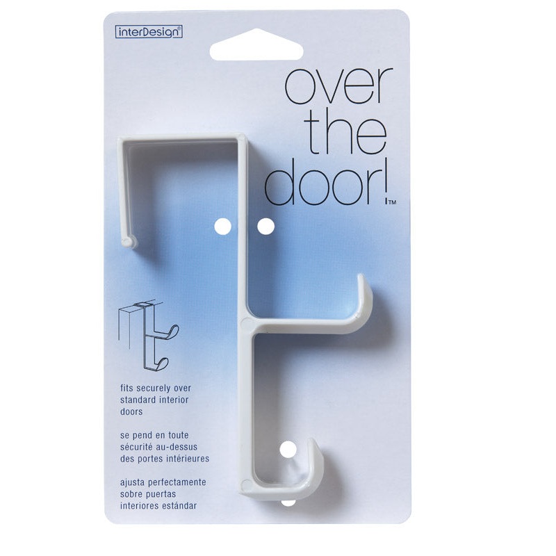 iDesign 5-1/2 in. L White Plastic Medium Over-the-Door Double Hook 1 pk