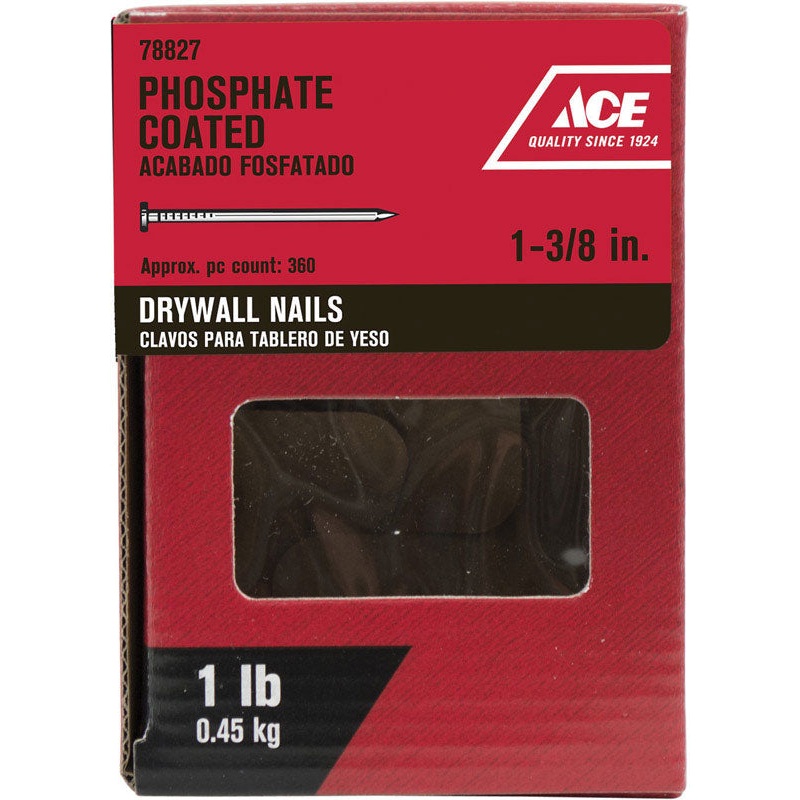 Ace 1-3/8 in. Drywall Phosphate-Coated Steel Nail Cupped Head 1 lb