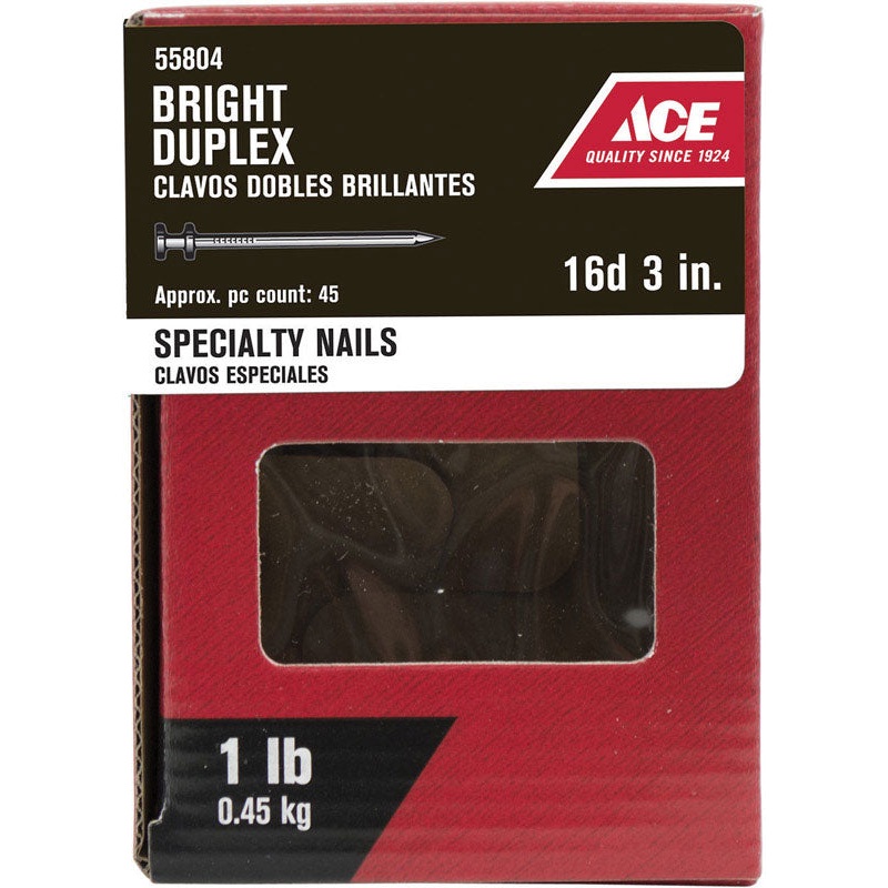 Ace 16D 3 in. Duplex Bright Steel Nail Double Head 1 lb