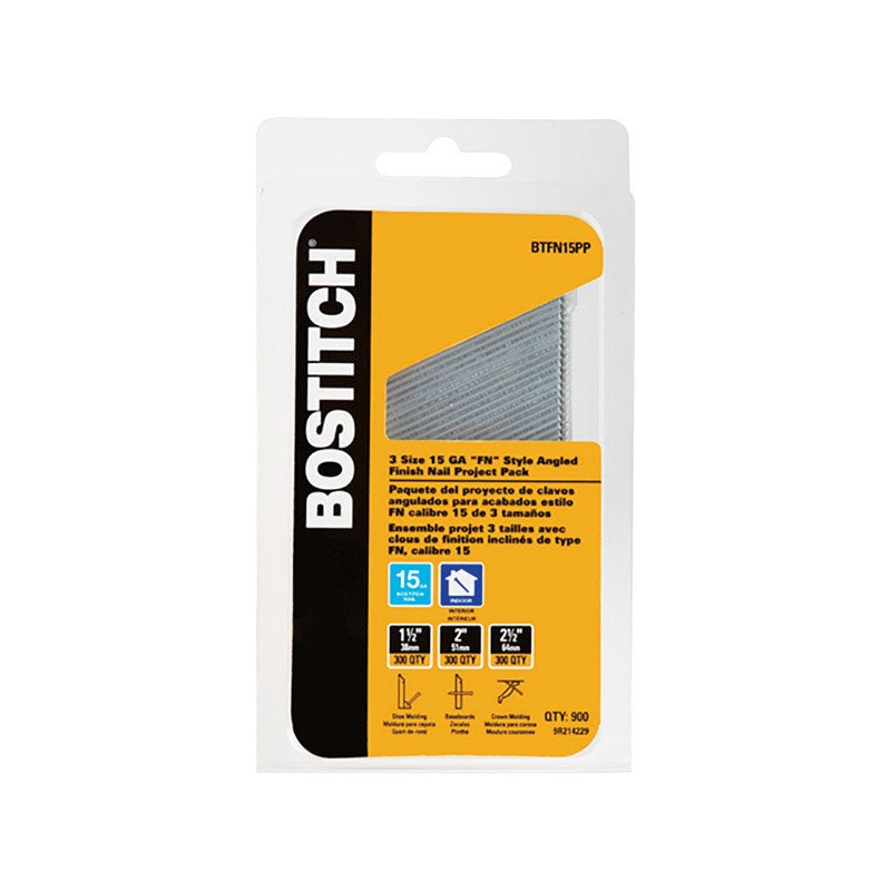 Bostitch 15 Ga. Angled Strip Brite Finish Nails 900 pk