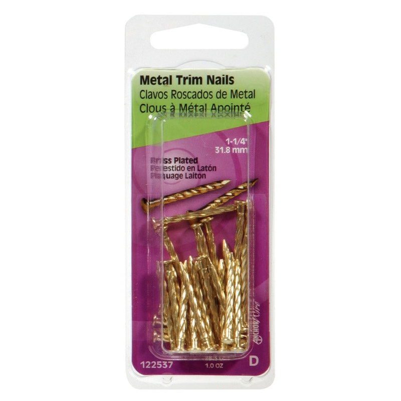 HILLMAN Anchor Wire 1-1/4 in. Trim Brass-Plated Steel Nail Flat Head 1 oz