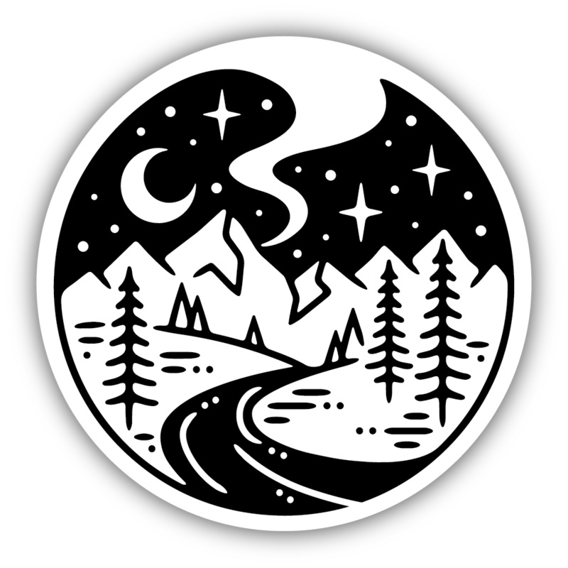 Starry Night River Large Sticker