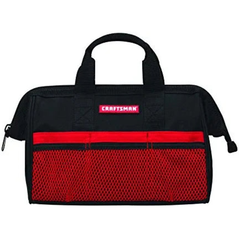 Craftsman 13 in. W X 9.75 in. H Wide Mouth Tool Bag 6 pocket Black/Red