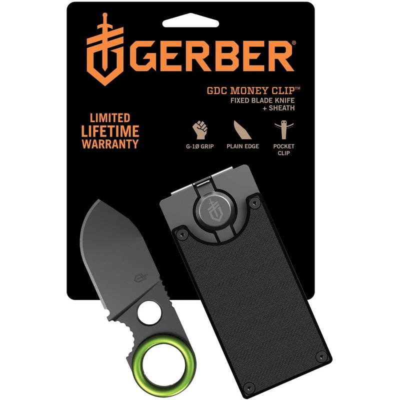 Gerber Gear GDC Pocket Knife Money Clip, Fixed Blade Knife and Case, EDC Gear, Stainless Steel