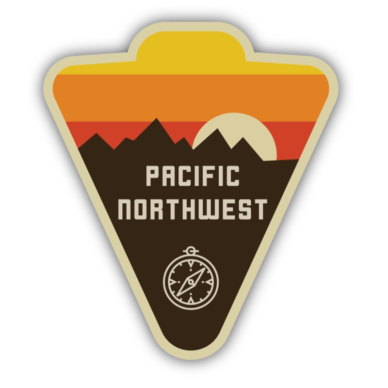 PNW Compass Badge Large Sticker
