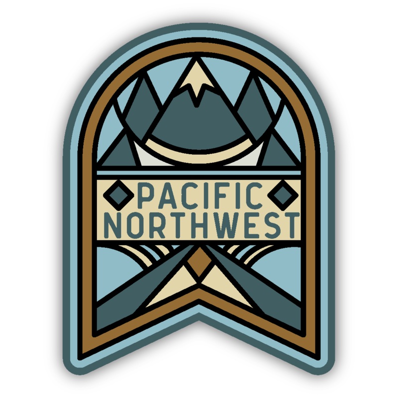 PNW Mosaic Mountain Large Sticker