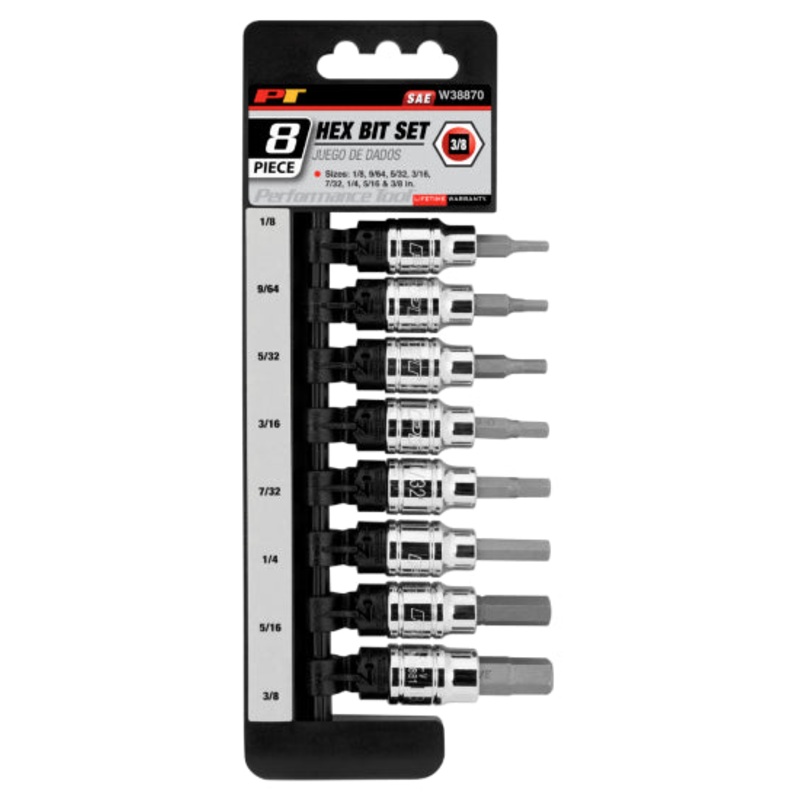 8 pc. 3/8 in. Dr. SAE Hex Bit Set