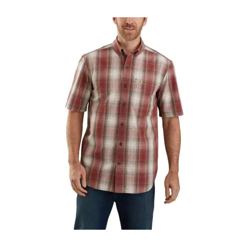 Relaxed Fit Lightweight Short Sleeve Button-front Plaid Shirt