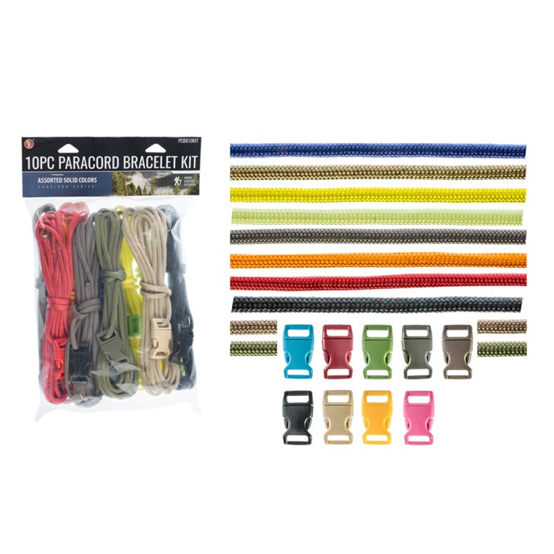 10Pc- 10′ Paracord Bracelet Making Kit with Matching Buckles