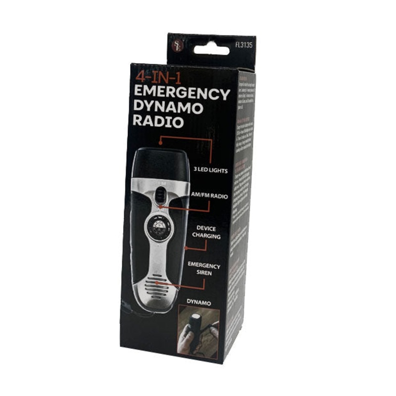 5.5/4-IN-1 Emergency Dynamo AM/FM Radio With Phone Charger & Lanyard