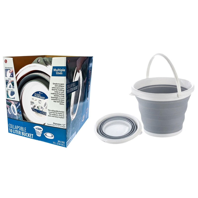 Collapsible 10 Liter/2.64 Gallon Silicon Bucket,BPA Free (12X10) 1piece