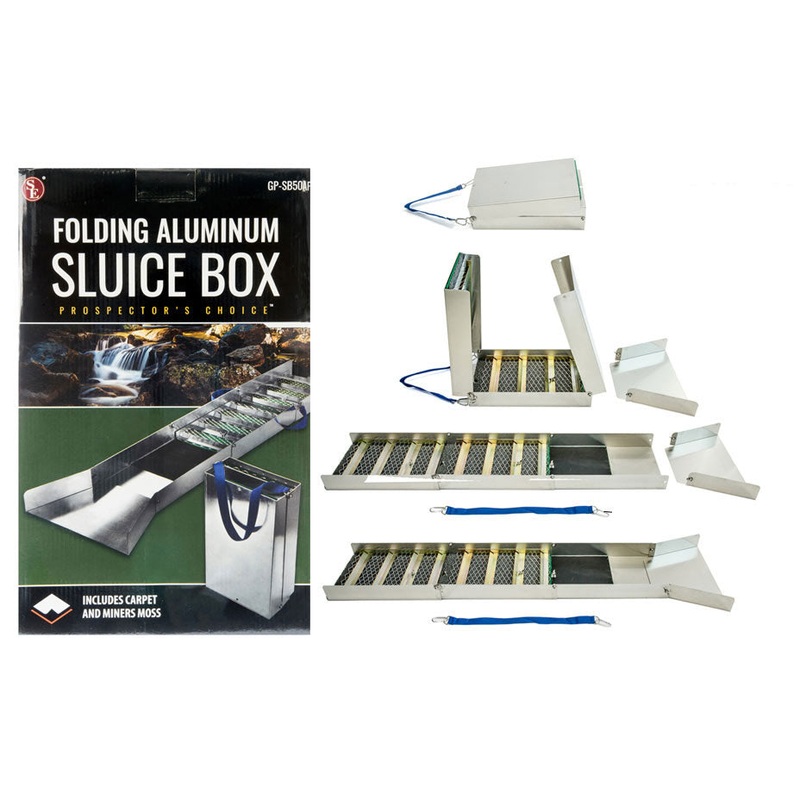 Folding Aluminum Sluice Box – Extended 50/Folded 15