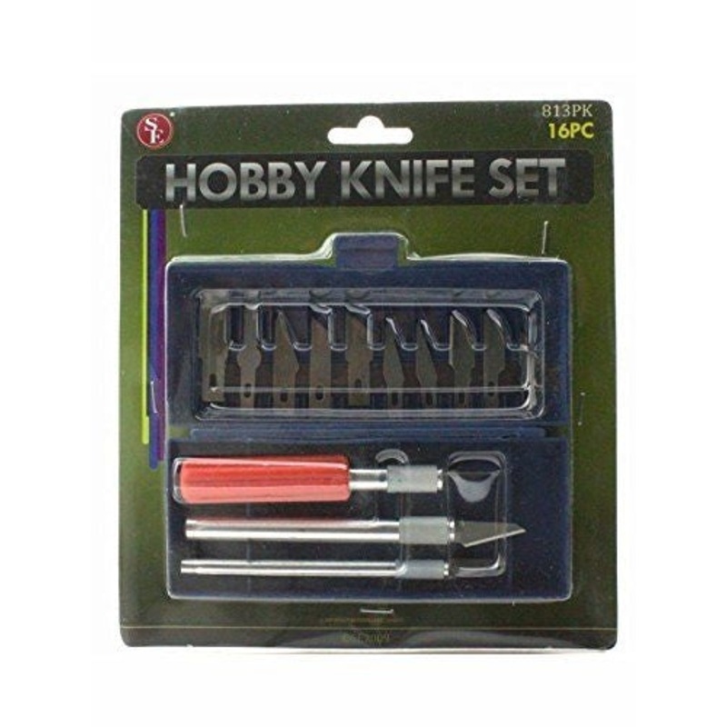 Hobby Precision Knife Set with Case Easy-Grip Handles 16 Pieces.