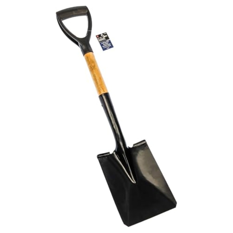 SE 27-1/2 Inch Steel Square Shovel with Wood Handle – 45 HRC Hardness, Knurled D-Handle, 8-1/4 X 6 Blade – Durable Tool for Gardening, Outdoor Work,