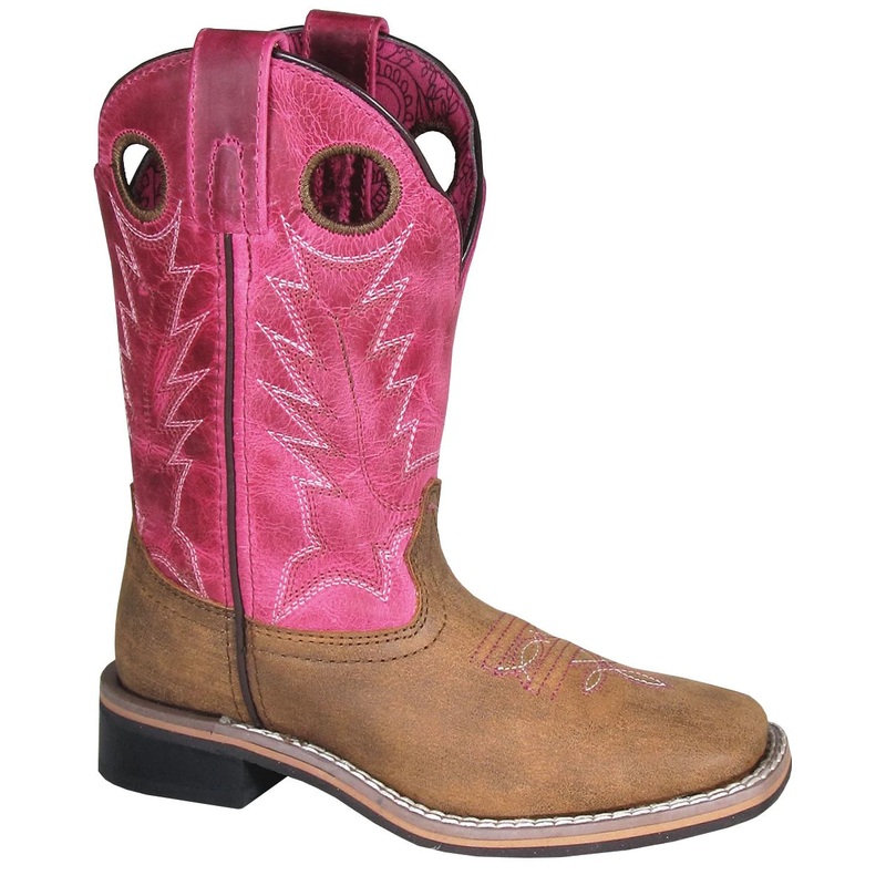 ‘Smoky Mountain’ Children’s Tracie Western Square Toe – Brown Distress / Pink Distress 13.5