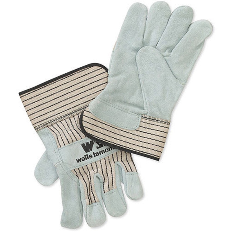 Wells Lamont Leather Work Glove with Safety Cuff – Pearl Gray & One Size