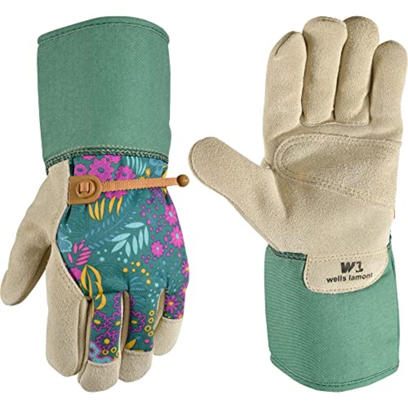 Wells Lamont Women’s Botanical Split Cowhide Pruner Gloves medium